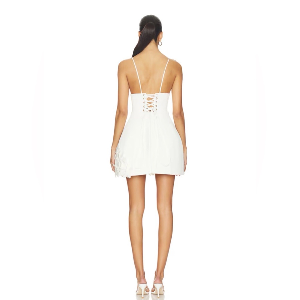 NWOT BRONX BANCO Emma White Floral Appliqué Spaghetti Strap Mini Wedding Dress - Picture 5 of 17